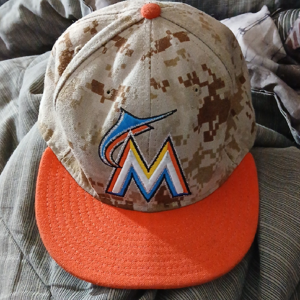 Miami Marlins Camo Cap with Orange Brim